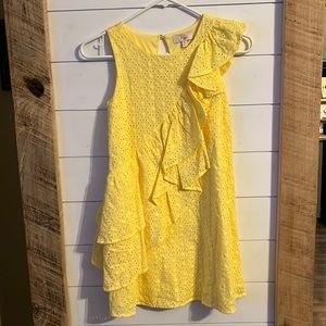 Girls Gianni Bini GB Girl Yellow Eyelet Ruffle Dress M Med 8 10 Easter Spring